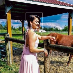 Light pink halter maxi dress